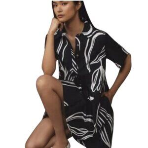 Rachel Zoe NWT Black White A Line Shirt Dress Pockets Versatile Career Size M